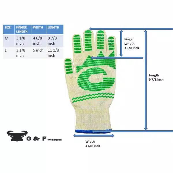 G & F Products DuPont Nomex and Kevlar Heat Resistant 5-Finger Oven Mitts