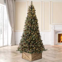 Glitzhome 22.09 in. Natural Wooden Tree Collar - Rustic Farmhouse Christmas Tree Box thumbnail 2