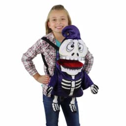 Northlight 24 in. Animated Musical Skeleton Halloween Trick or Treat Bag - Plush Candy Backpack thumbnail 2