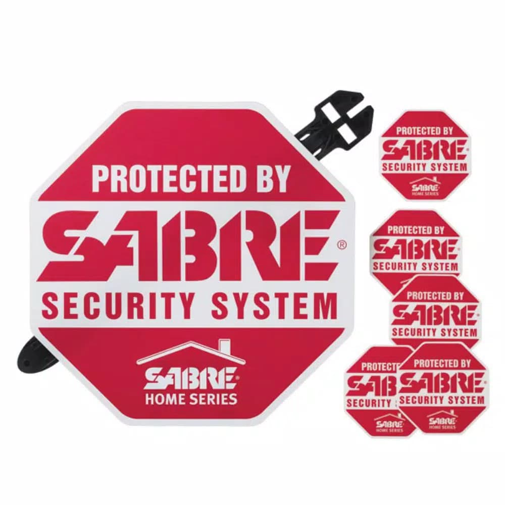 SABRE Home Security Yard Sign and Window Decal Set - Red Deterrent Signage