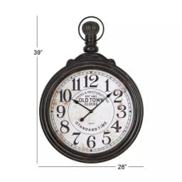 LITTON LANE 39 in. Vintage Wood Wall Clock with Ebony Finish and Distressed White Dial thumbnail 4