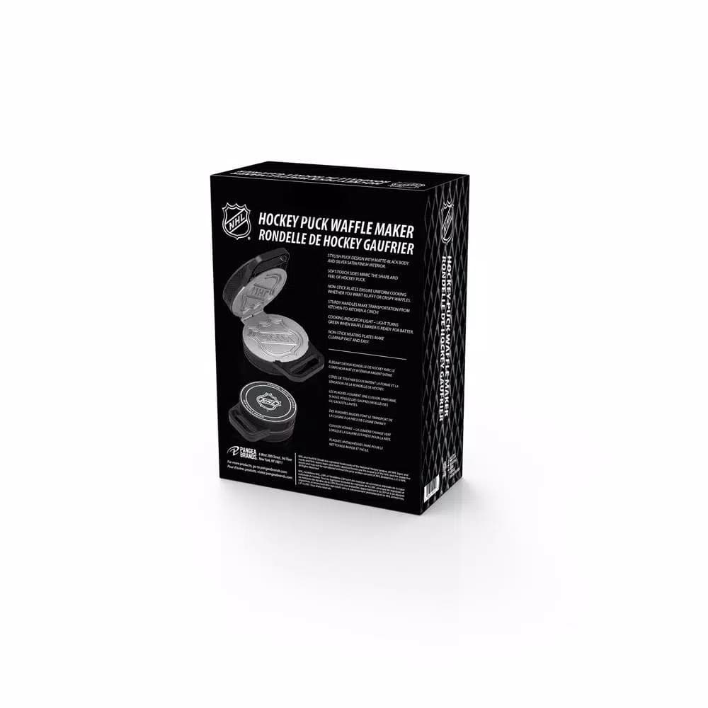 Pangea Brands NHL Hockey Puck Waffle Maker, Black Electric Grille
