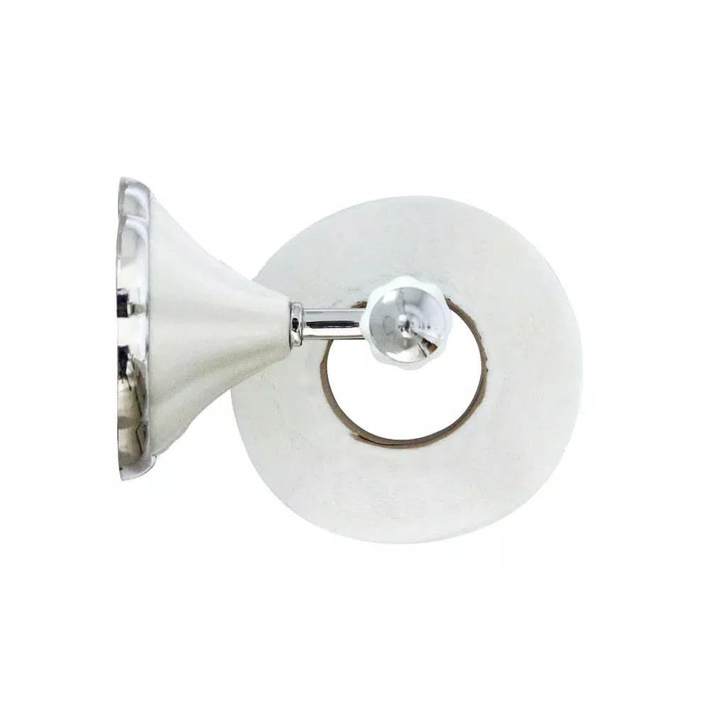 MODONA Flora Toilet Paper Holder, White Porcelain and Polished Chrome Stainless Steel Roller