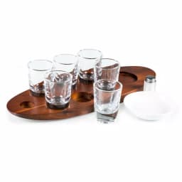 Picnic Time Cantinero Acacia Wood Shot Glass Serving Tray Set - 9 Piece thumbnail 4