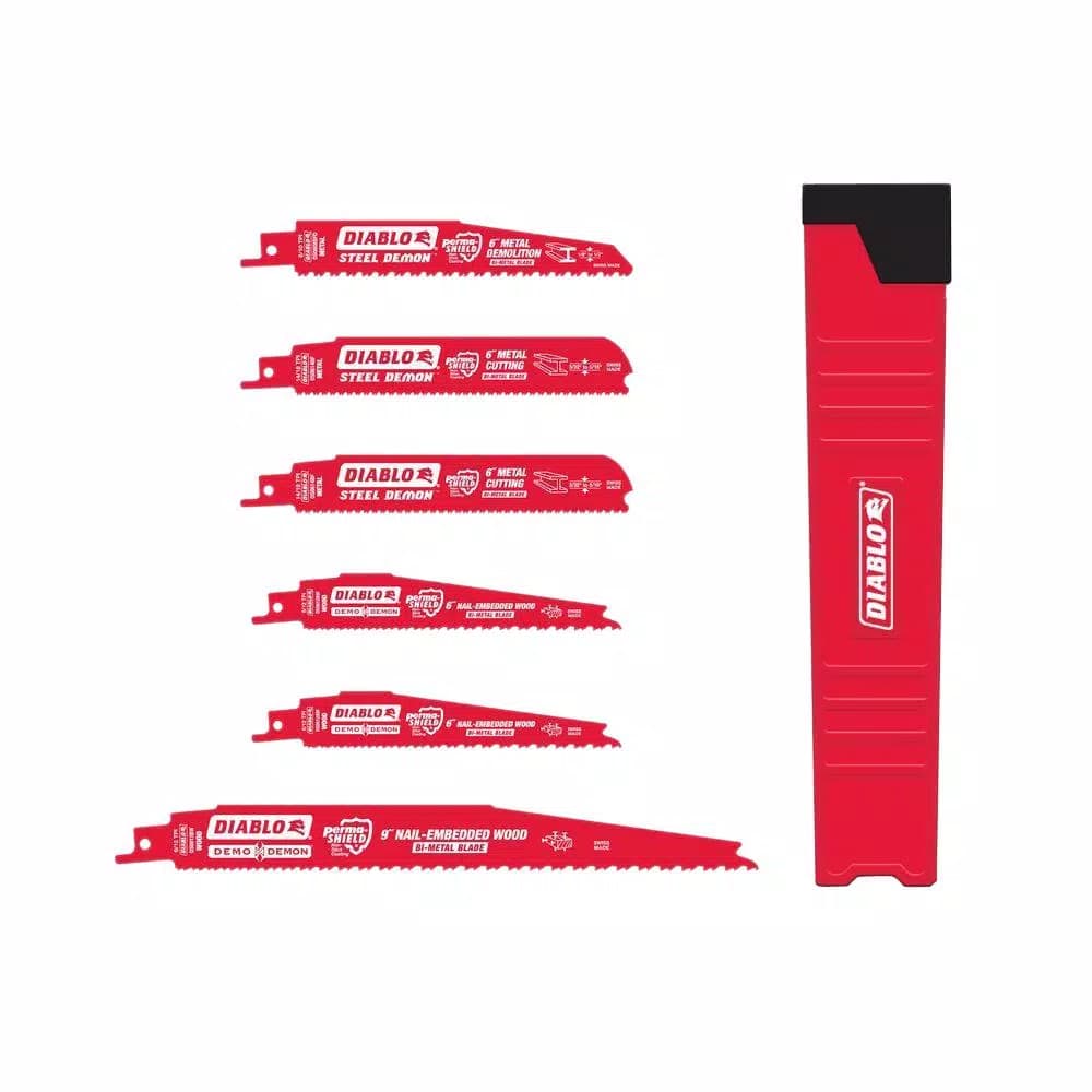 DIABLO Bi-Metal Reciprocating Saw Blade Set for Nail-Embedded Wood and Metal Cutting, 6-Piece