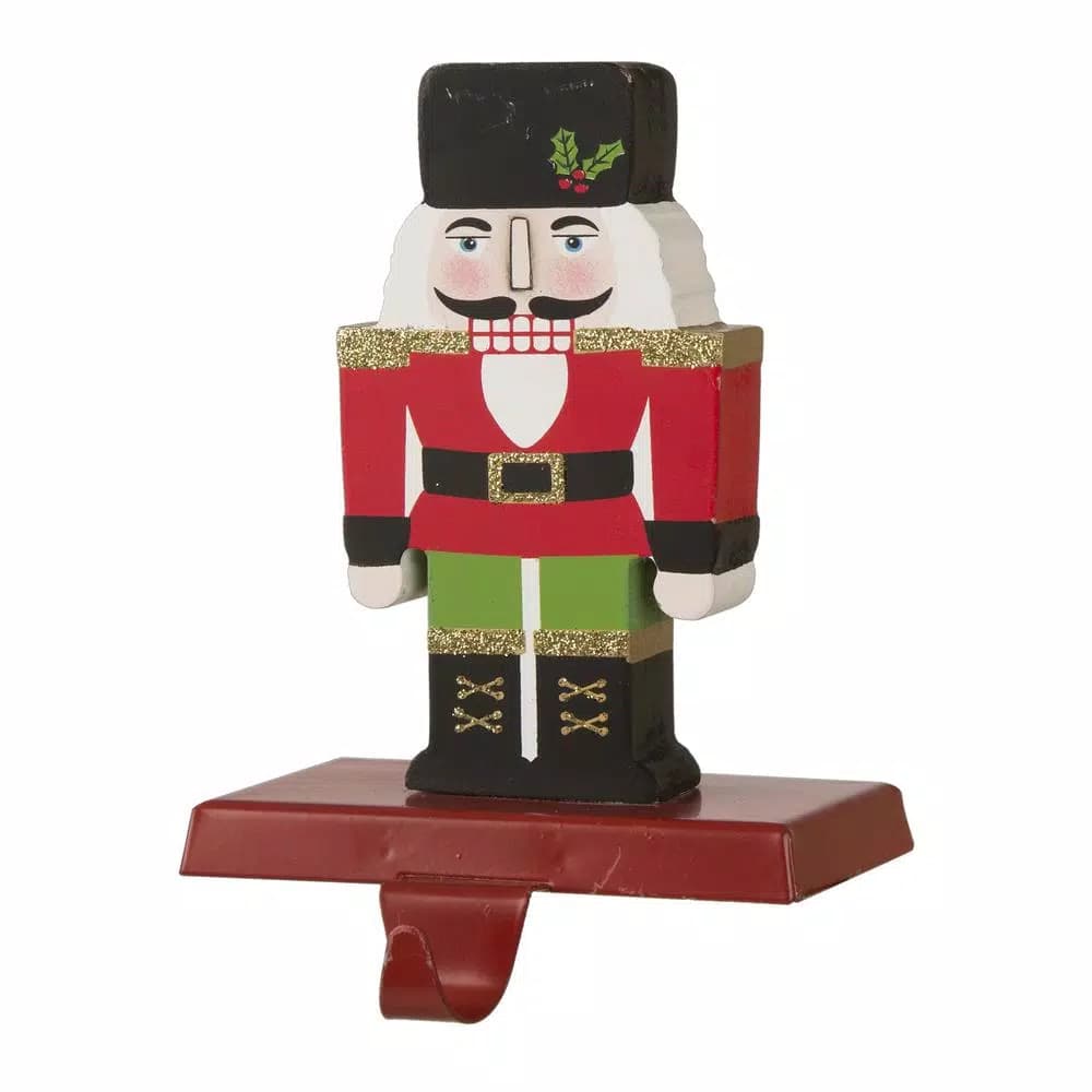 Glitzhome Nutcracker Wooden and Metal Stocking Holders, Set of 2