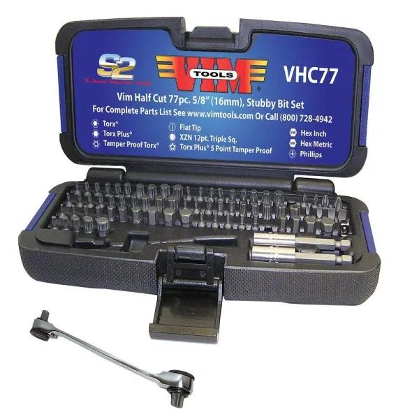 VIM Tools 77-Piece Stubby Half Cut Bit Set, 5/8 in. S2 Steel Drivers