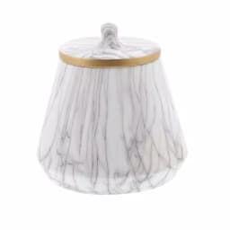 CosmoLiving by Cosmopolitan Modern Reflections 10 in. White and Gray Marble Ceramic Vase with Gold Rim thumbnail 3