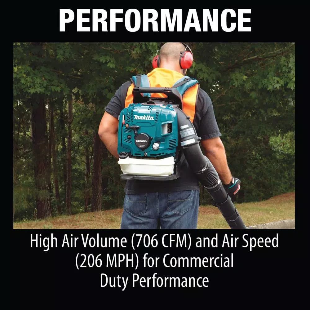 Makita EB7660WH 75.6cc MM4 4-Stroke Commercial Backpack Blower, 206 MPH, 706 CFM