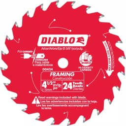 Diablo 4-1/2 in. 24-Teeth Carbide Framing Circular Saw Blade thumbnail 1