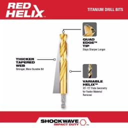 Milwaukee SHOCKWAVE Red Helix 9/32 in. Titanium Drill Bit thumbnail 3