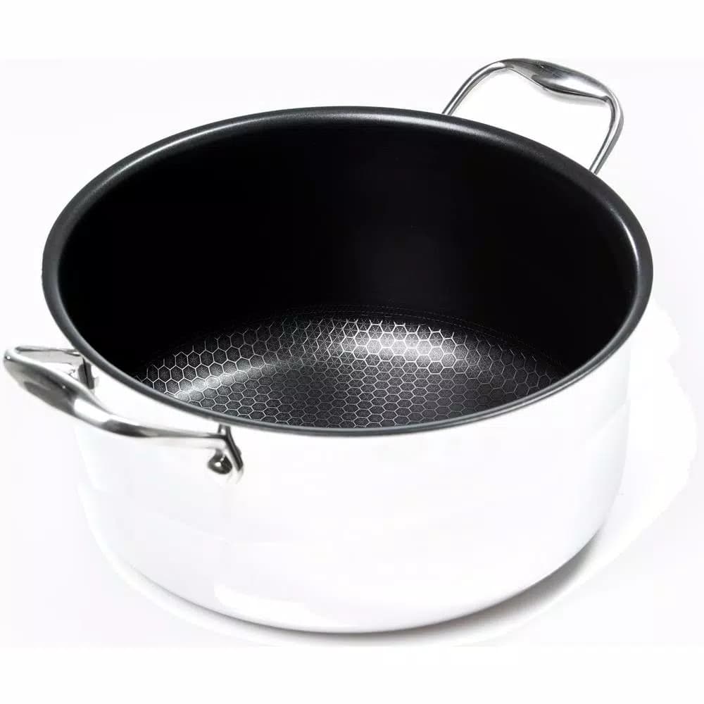 Black Cube 7.5 qt. Stainless Steel Hybrid Nonstick Stock Pot with Glass Lid