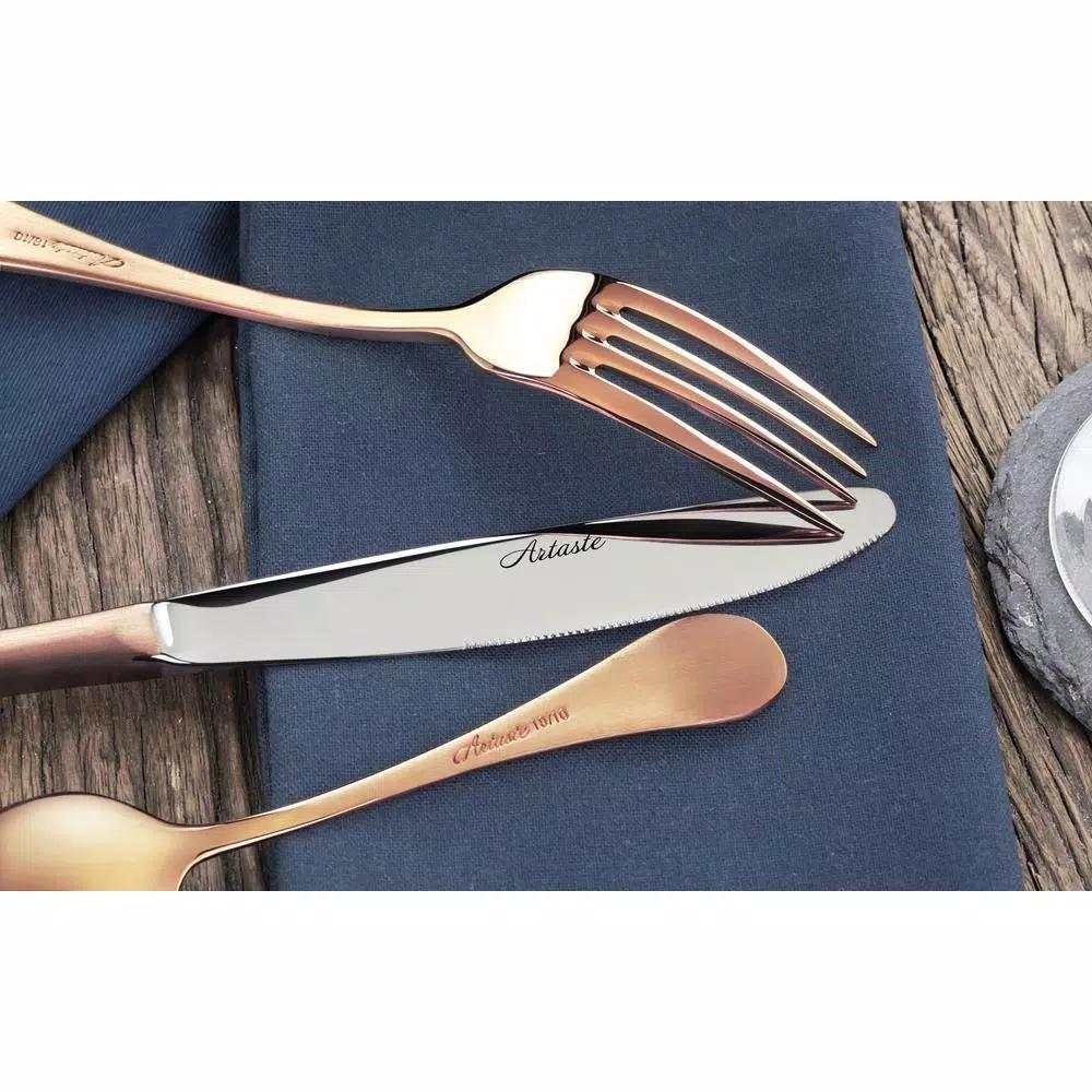 Artaste Rain 36-Piece 18/10 Stainless Steel Flatware Set, Antique Copper Finish, Service for 12