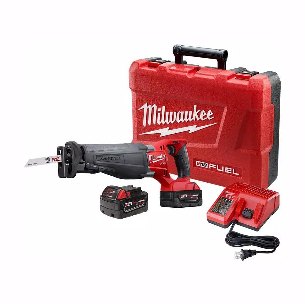 Milwaukee M18 FUEL 18V Brushless Cordless Reciprocating Saw Kit with (2) 5.0Ah Batteries, Charger & Case