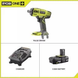 RYOBI 18V ONE+ QuietSTRIKE 1/4 in. Hex Pulse Driver Kit with 2.0 Ah Battery and Charger thumbnail 2