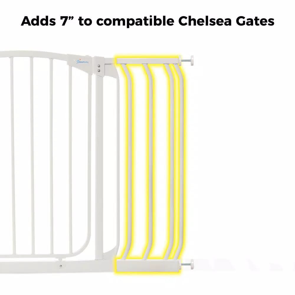 Dreambaby 7 in. Gate Extension for Chelsea Standard Height Child Safety Gates, White