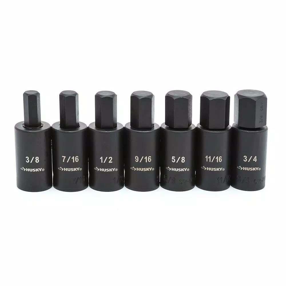 Husky 1/2 in. Drive Hex Bit Impact Socket Set, 14-Piece SAE/Metric
