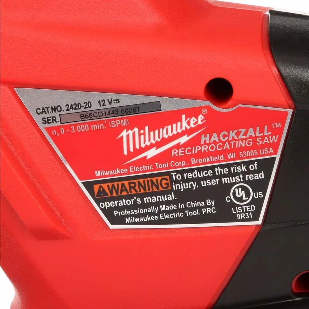 Milwaukee M12 12V Lithium-Ion Cordless Reciprocating Saw with 4.0 Ah Battery Kit