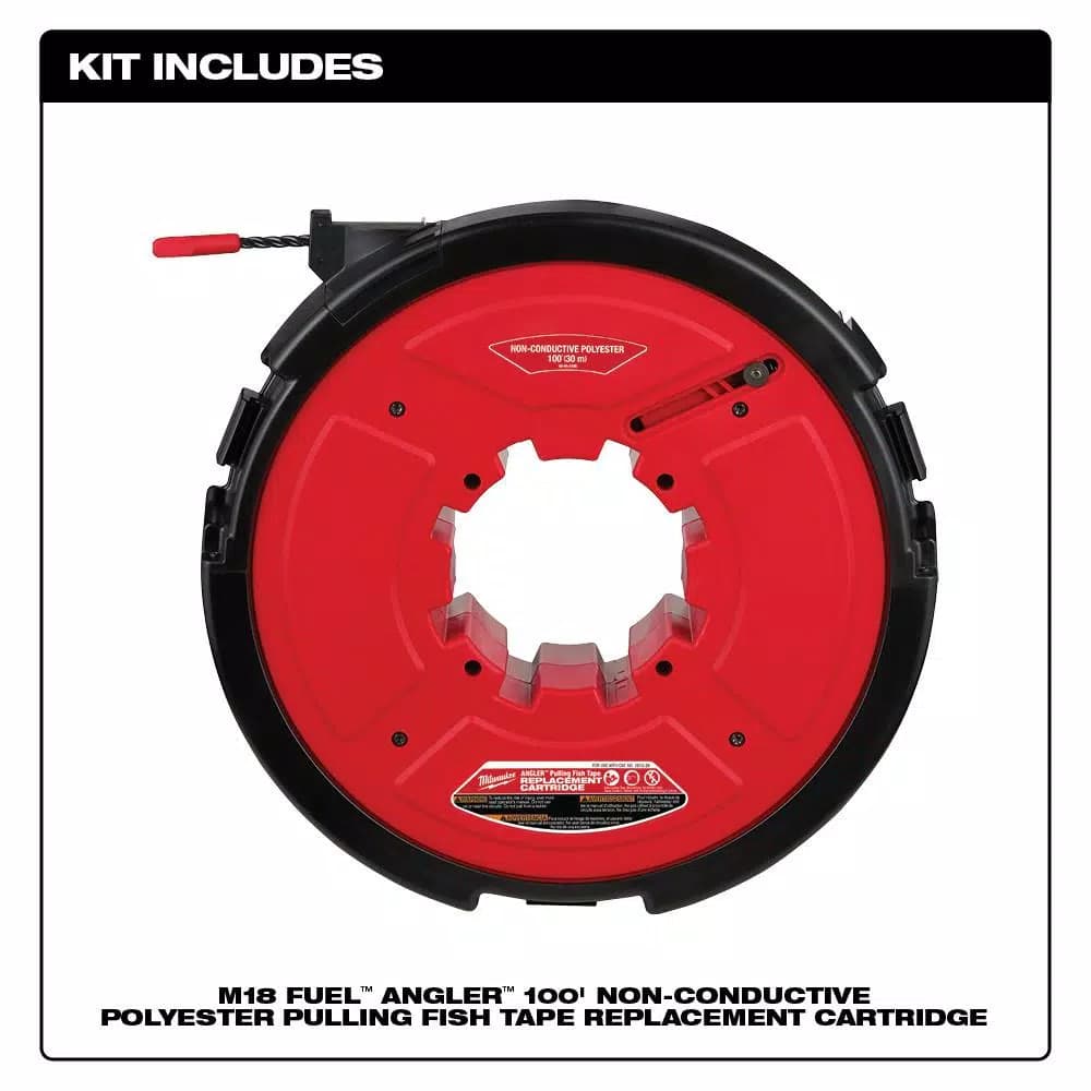 Milwaukee M18 FUEL ANGLER 100 ft. Non-Conductive Polyester Pulling Fish Tape Drum