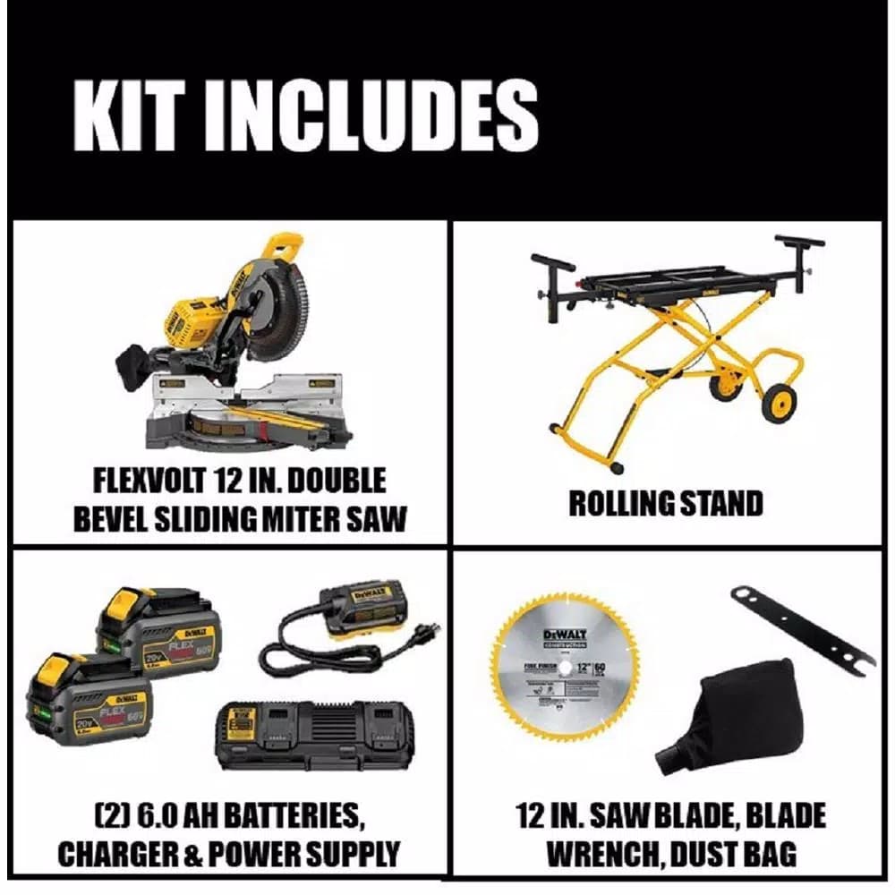 DEWALT 12 in. FLEXVOLT Brushless Sliding Compound Miter Saw Kit with Rolling Stand