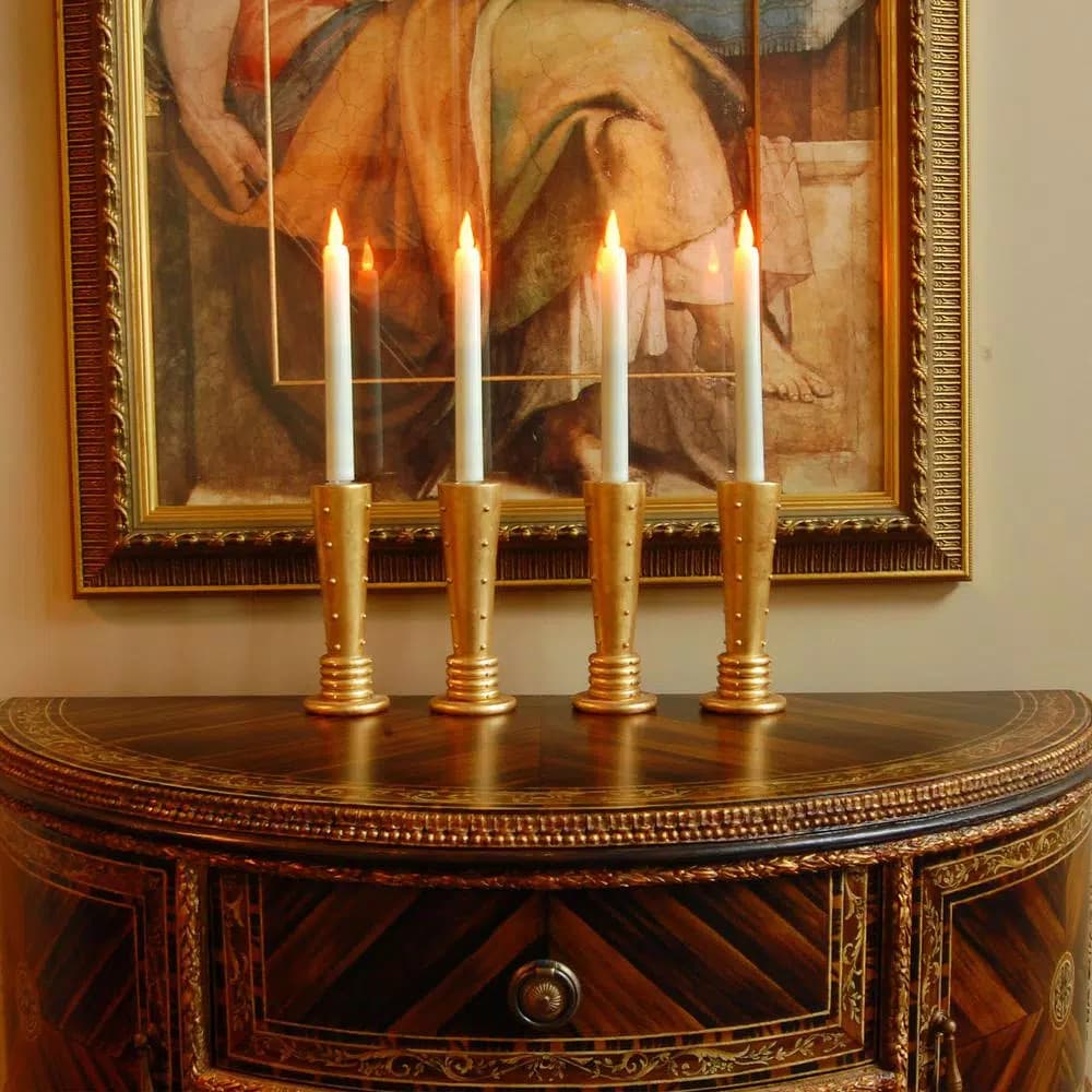 LUMABASE 9.25 in. Flameless Taper Candles with Amber Glow, Off White Plastic (4 Count)
