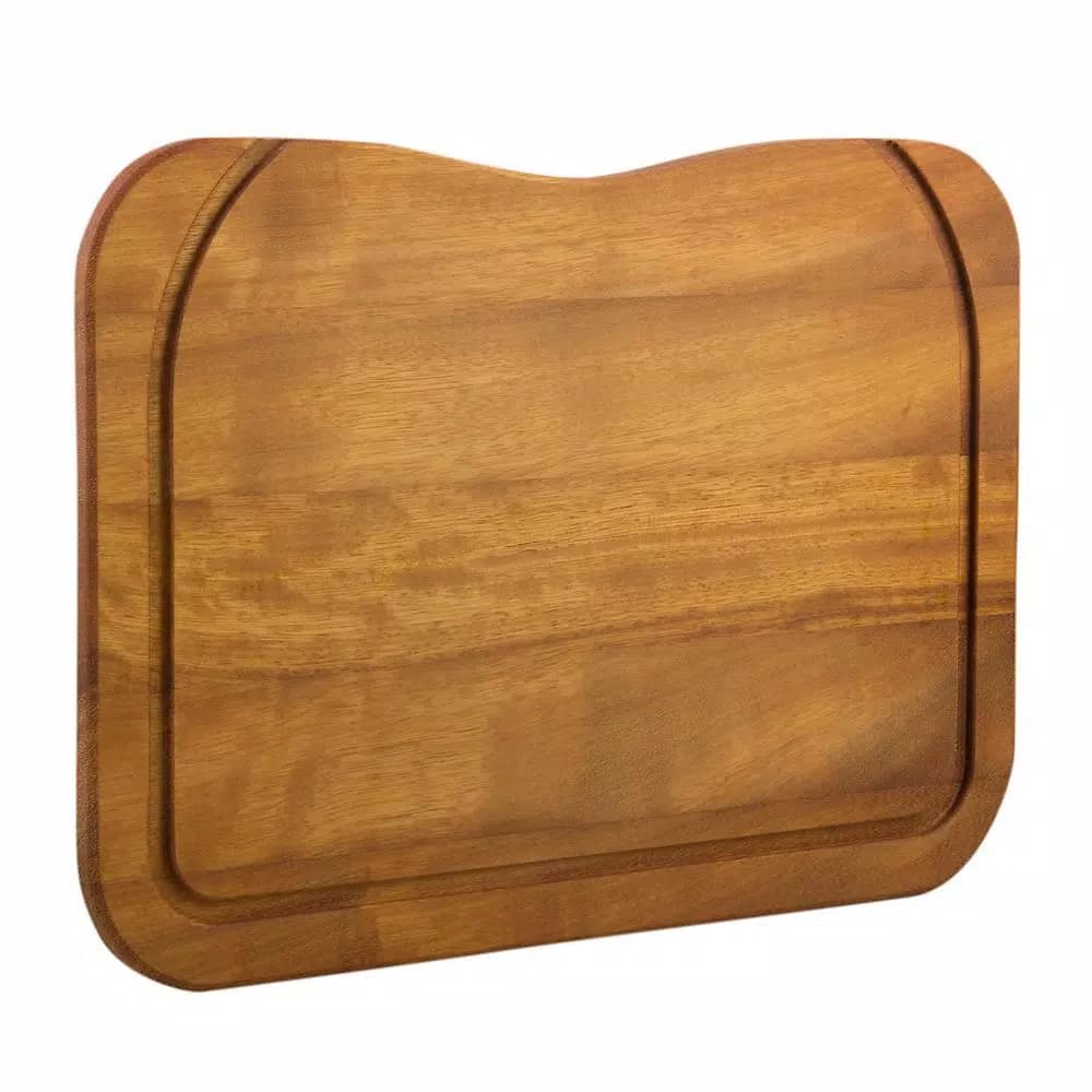 ALFI BRAND Iroko Wood Cutting Board - Large Rectangular Butcher Block for Kitchen & Serving