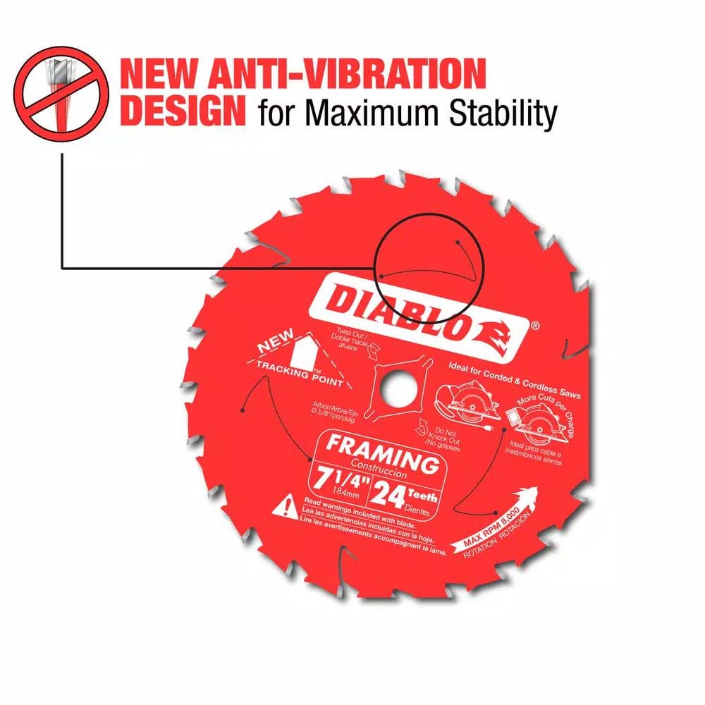 Diablo 7-1/4 in. 24-Teeth Tracking Point Framing Circular Saw Blade