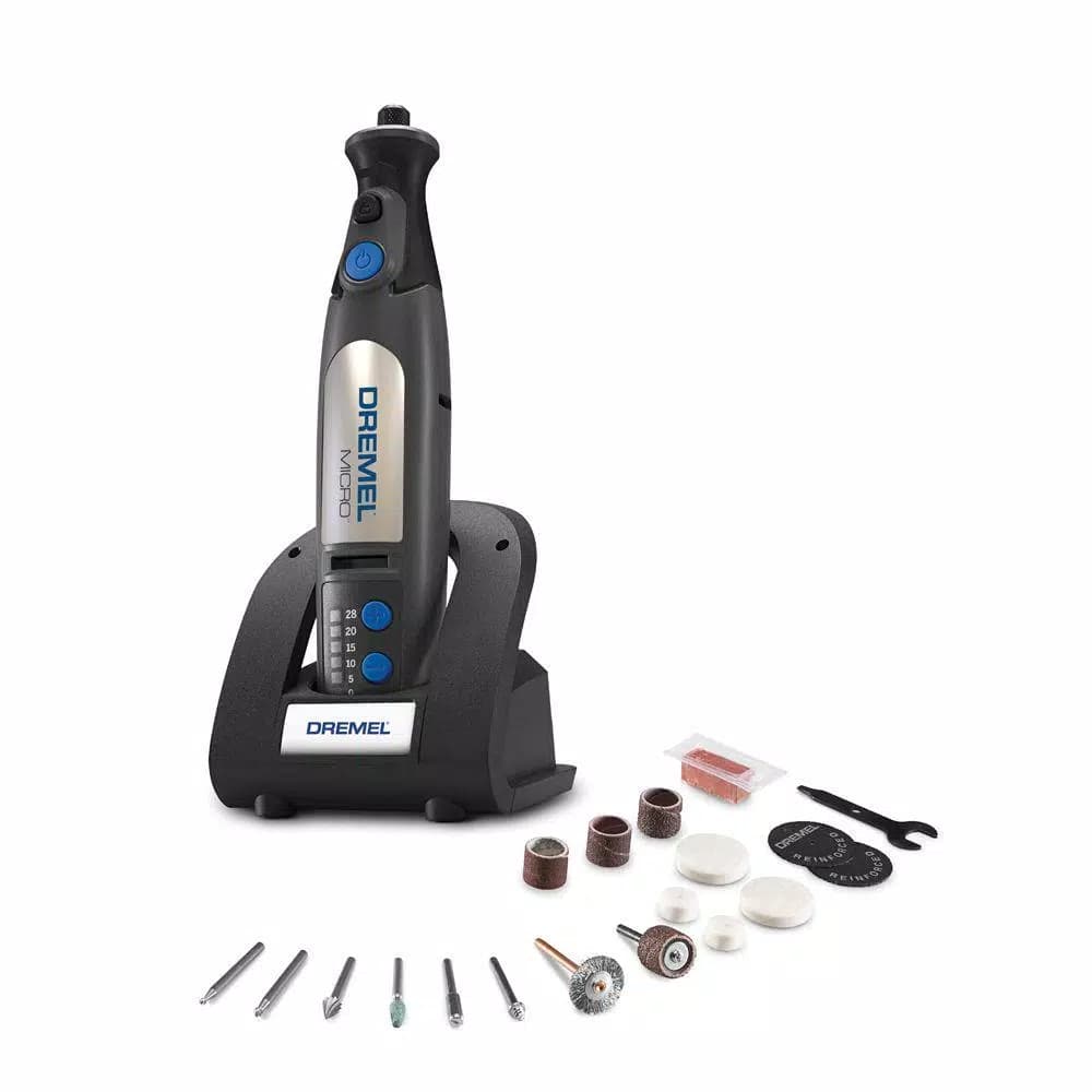 Dremel Micro 8V MAX Variable Speed Cordless Rotary Tool Kit with Docking Station and 18 Accessories