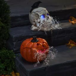Gerson Electric Smoking Jack-O-Lantern and Skull Set with Color Changing LED Effect (Set of 2) thumbnail 2