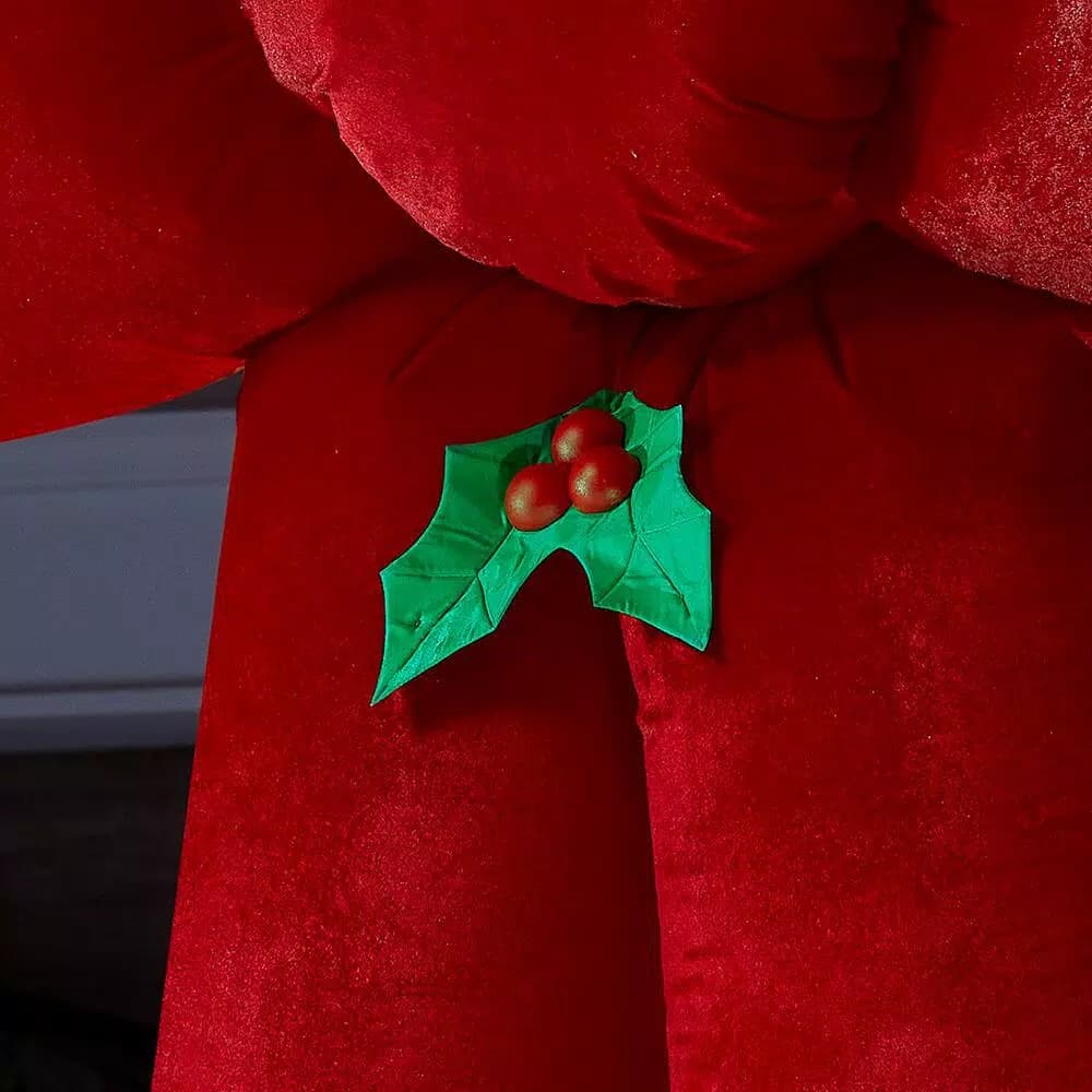 Airblown 4.49 ft. Red Velvet Fuzzy Inflatable Christmas Bow with External LED Spotlight
