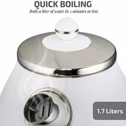 Ovente KS777 1.7L Electric Kettle, 1500W Stainless Steel Water Boiler with Auto Shut-Off and Removable Filter, White thumbnail 2