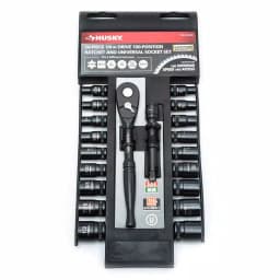 Husky 20-Piece 1/4 in. Drive 100-Position Ratchet and Universal SAE/Metric Socket Wrench Set thumbnail 2