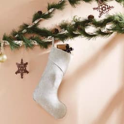 VHC Brands Tinsley 15 in. Viscose/Wool Blend Farmhouse Christmas Stocking - Nickel Grey thumbnail 2