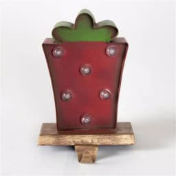 Glitzhome Marquee LED Gift Box Christmas Stocking Holder with Iron Hook, 7.48 in. thumbnail 3