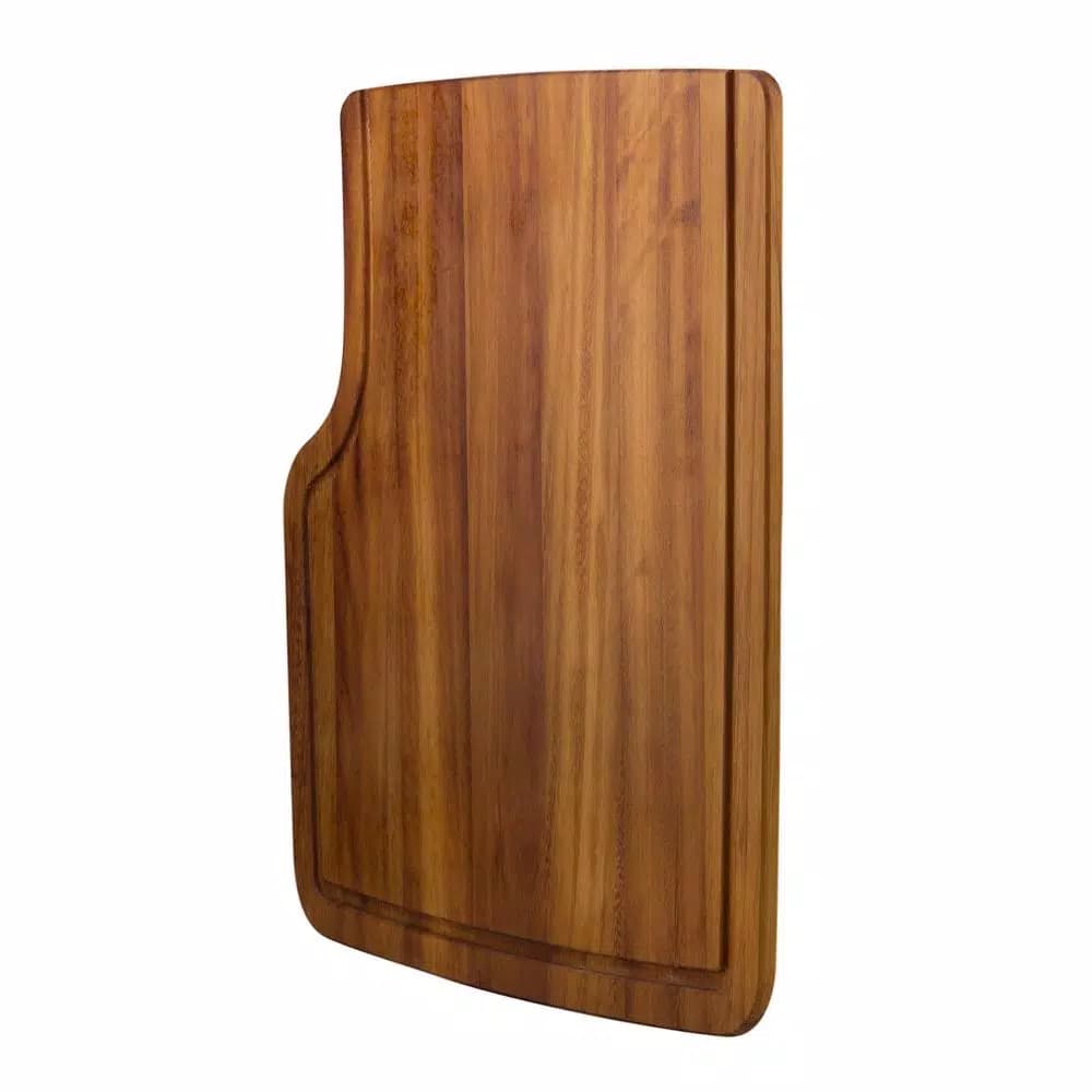 ALFI BRAND Iroko Wood Cutting Board - Large Rectangular Butcher Block for Chopping and Serving