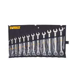 DEWALT 12-Piece Metric Ratcheting Wrench Set, 72-Tooth Full Polish Chrome thumbnail 2