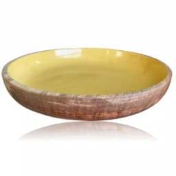 Kauri Design Large Mango Wood Fruit Bowl - Olive Green & Rustic Wood Decorative Serving Bowl thumbnail 1