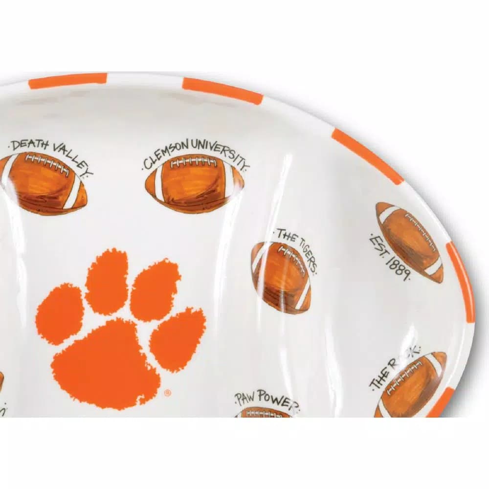 Magnolia Lane Clemson Ceramic Football Tailgating Platter - Officially Licensed NCAA Serving Tray