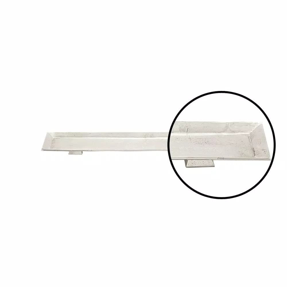 LITTON LANE 35" Silver Rectangular Aluminum Footed Serving Tray with Distressed Texture
