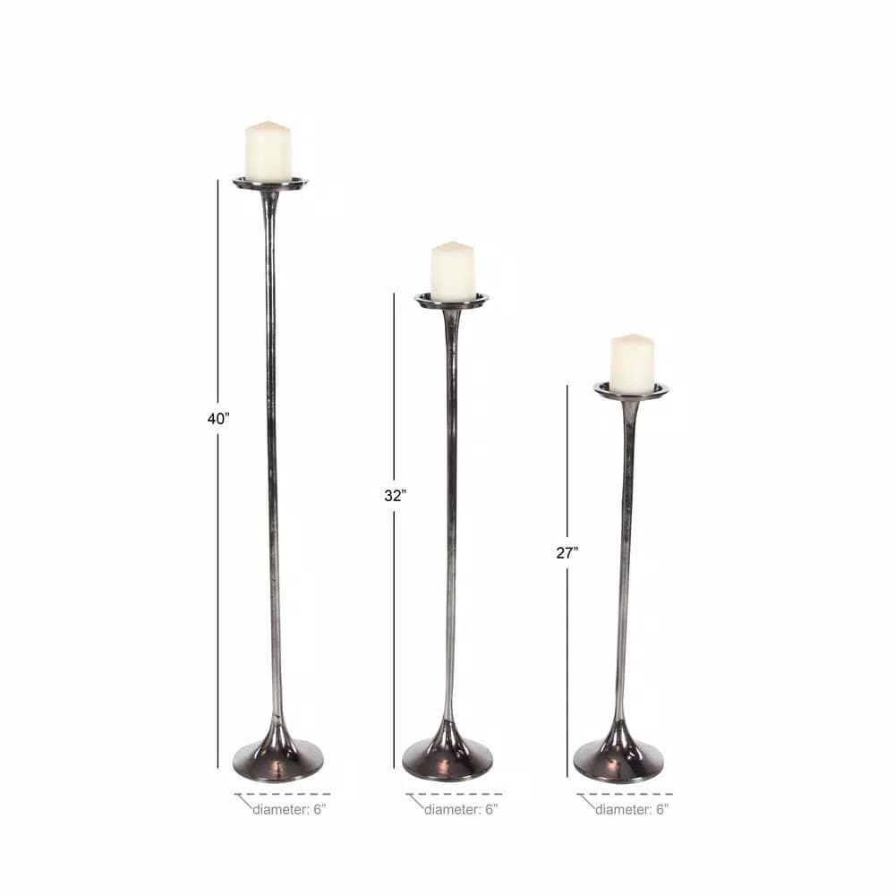 LITTON LANE Modern Gray Aluminum Candlestick Set of 3 - 40 in. x 32 in. x 37 in.