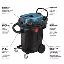 Bosch VAC140AH 14 Gallon Wet/Dry Dust Extractor with Auto Filter Clean and HEPA Filter thumbnail 2