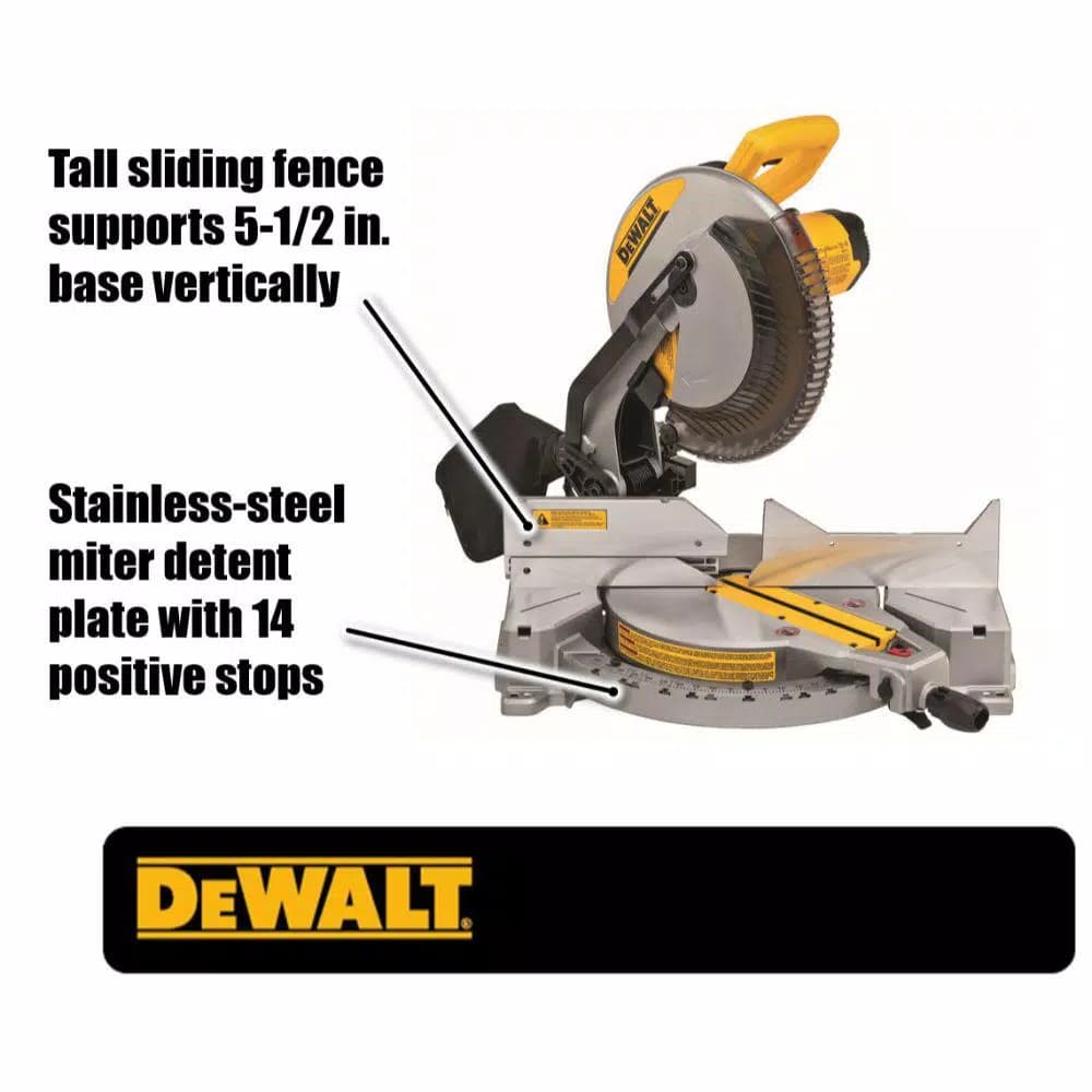 DEWALT 12 in. Corded Single Bevel Compound Miter Saw with 2-Pack Carbide Blade Set