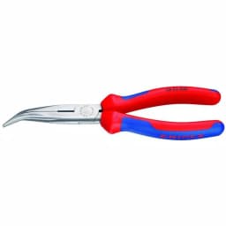 KNIPEX 8 in. Angled Long Nose Pliers with Cutter and Comfort Grips thumbnail 1