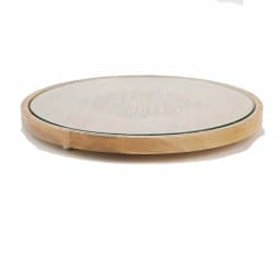 Mind Reader Round Bamboo Cheese Platter with Glass Top - Decorative Wooden Serving Tray thumbnail 5