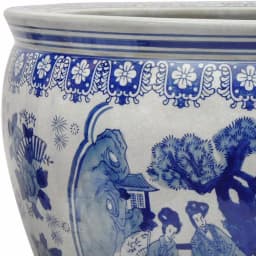Oriental Furniture 16 in. Blue and White Porcelain Fishbowl Jardiniere thumbnail 2