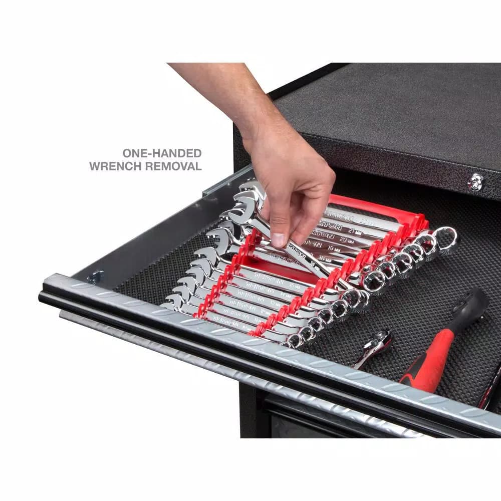 TEKTON 7.5 in. 15-Tool Store-and-Go Wrench Rack Keeper, Red