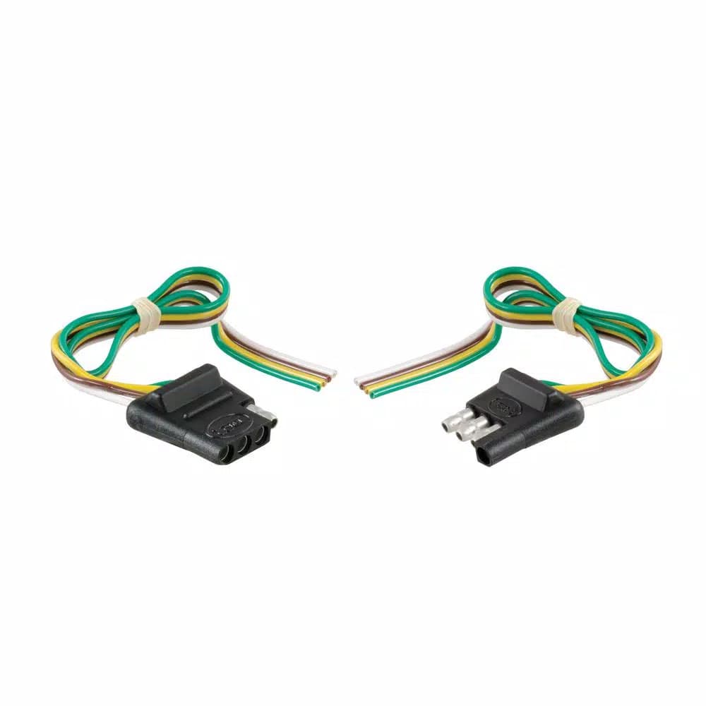 CURT 4-Way Flat Trailer Connector Kit with 12" Color-Coded Wires