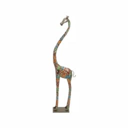 LITTON LANE Stylized Giraffe Metal Sculpture - 73" Tall Multi-Colored Glazed Iron Statuary thumbnail 1