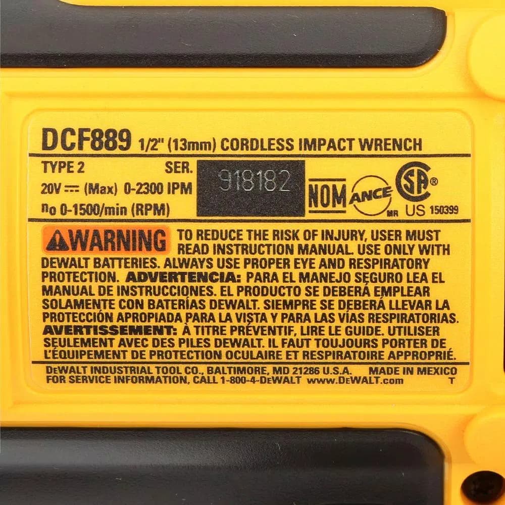 DEWALT 20V MAX Cordless 1/2 in. High Torque Impact Wrench with Detent Pin (Tool-Only)
