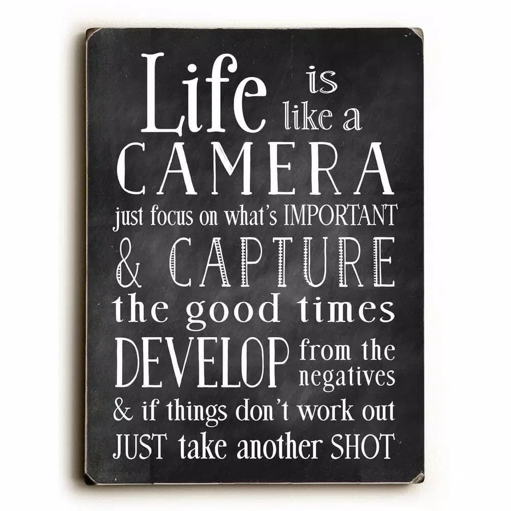 Unbranded Nancy Anderson "Life Is Like A Camera" 9 x 12 in. Wood Wall Art Sign